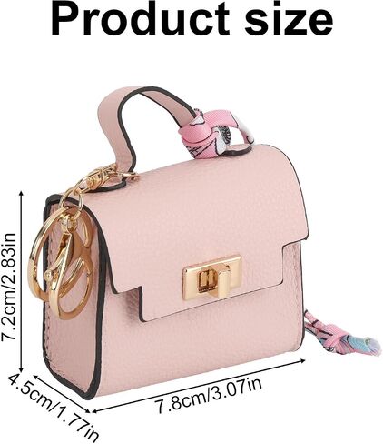 Mini Backpack Keychains, PU Leather Change Tote Pouch Keychain for Women, Tiny Cosmetic Bags Organizer for Storing Lipstick Headset Coin Purse Twist-lock Small Items Charm in Saudi Arabia