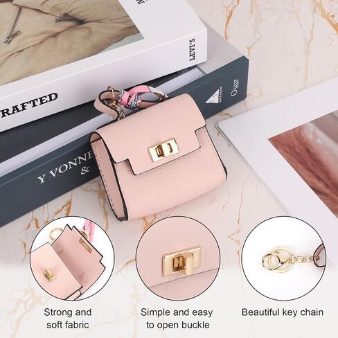 Mini Backpack Keychains, PU Leather Change Tote Pouch Keychain for Women, Tiny Cosmetic Bags Organizer for Storing Lipstick Headset Coin Purse Twist-lock Small Items Charm in Saudi Arabia