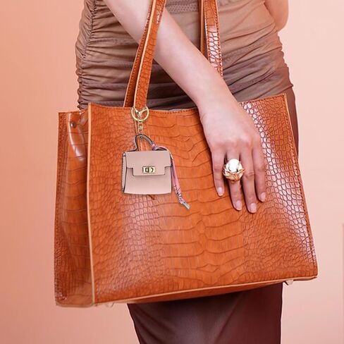 Mini Backpack Keychains, PU Leather Change Tote Pouch Keychain for Women, Tiny Cosmetic Bags Organizer for Storing Lipstick Headset Coin Purse Twist-lock Small Items Charm in Saudi Arabia