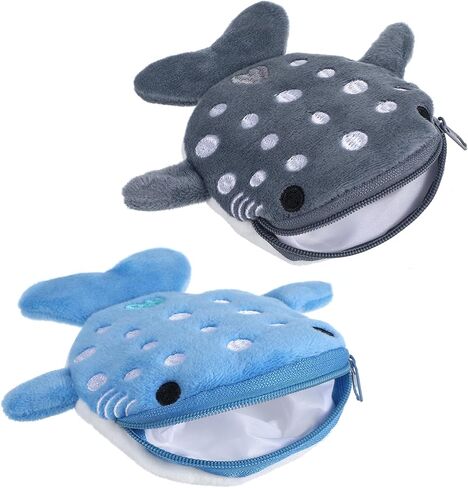 2PCS Whaleshark Keychain Kawaii Whaleshark Coin Pres Plush Coin Pouch Little Whale Whale Plush Plush Plush with Zipper Keychain Small Fish Sean Animal Change (Blue Gray) in Saudi Arabia