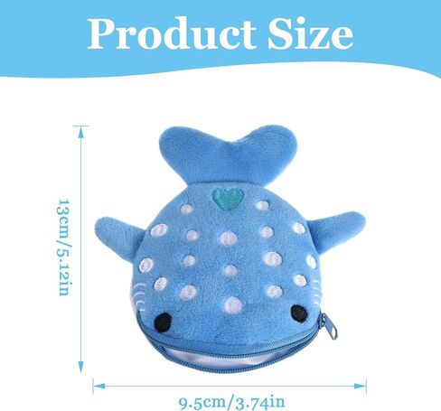 2PCS Whaleshark Keychain Kawaii Whaleshark Coin Pres Plush Coin Pouch Little Whale Whale Plush Plush Plush with Zipper Keychain Small Fish Sean Animal Change (Blue Gray) in Saudi Arabia