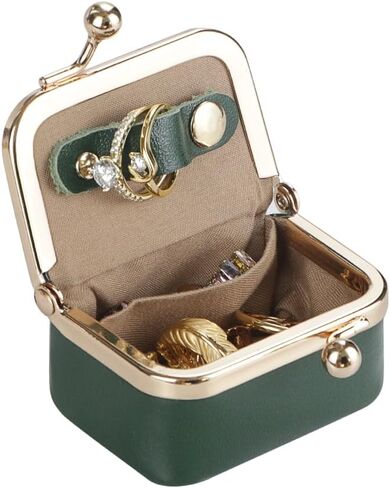 Small Size, Retro Genuine Leather Mini Kiss Lock Coin Purse – Women's Jewelry Box for Earrings, Rings & More 3894 (Rose) in Saudi Arabia