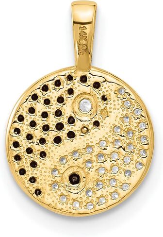 14k Yellow Gold Black and Clear CZ Yin and Yang Pendant 15 mm x 10 mm in Saudi Arabia