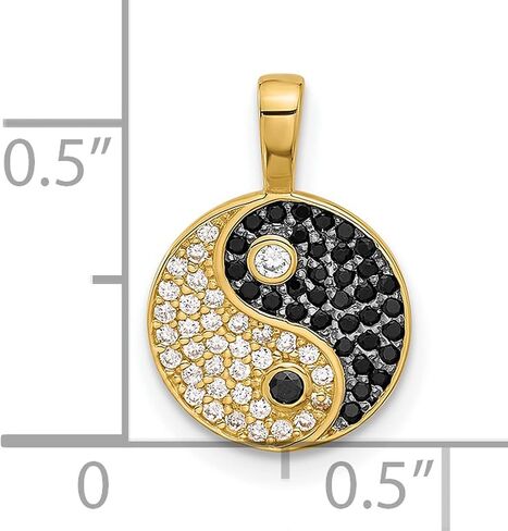14k Yellow Gold Black and Clear CZ Yin and Yang Pendant 15 mm x 10 mm in Saudi Arabia