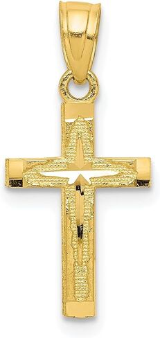 10K الذهب الأصفر الذهب الماس قلادة الصليب ، 20mm × 11mm in Saudi Arabia