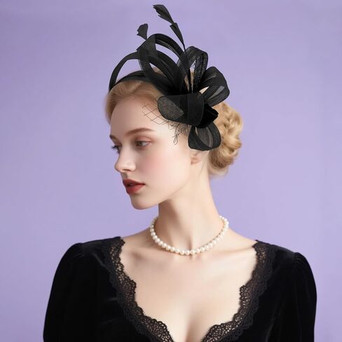 القبعات المذهلة للنساء 2025 Fascinator عقال الشاي الحزب قبعة القبعات للكوكتيل ، الزفاف ، حفلة تنكرية in Kuwait