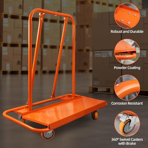 Heavy Duty Drywall Sheet Cart, 2200LBS Load Capacity Steel Panel Dolly with 4 Swivel Casters Wheel, Powder Coated Rust Resistant, Multi-Purpose Cart for Moving Various Panels in Saudi Arabia