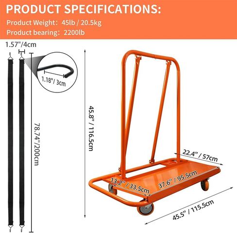 Heavy Duty Drywall Sheet Cart, 2200LBS Load Capacity Steel Panel Dolly with 4 Swivel Casters Wheel, Powder Coated Rust Resistant, Multi-Purpose Cart for Moving Various Panels in Saudi Arabia