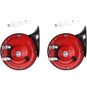 CAREONLINE Red 2Pcs 300DB Super Loud Car Horns 12V Waterproof Air Horns Replacement Kit Car Air Electric Snail Double Horn Universal for Most Cars Motorcycles Trucks Trains Bikes Boats in Saudi Arabia