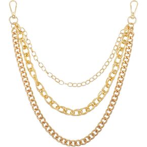 سلسلة محفظة GREVOSEA GOLD ، سلسلة سروال الهيب هوب للرجال للرجال نساء من 3 طبقات معدنية بانك محفظة سلسلة من ملحقات جينز حزام جوت القوطي in Kuwait