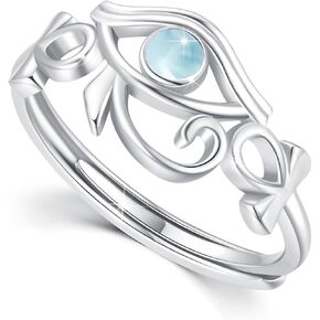 925 Sterling Silver Eye of Horus Ring Adjustable Egyptian Eye of Horus Ring with Moonstone open Ring Egyptian Jewelry Birthday Christmas Gift for Women in Kuwait