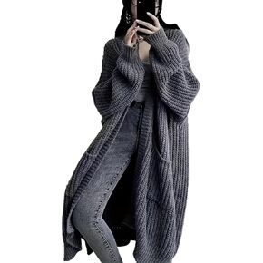 Women's Plus Size Oversized Long Cardigan Sweaters Chunky Knit Open Front Duster Coats with Pockets Winter Outwear in Saudi Arabia