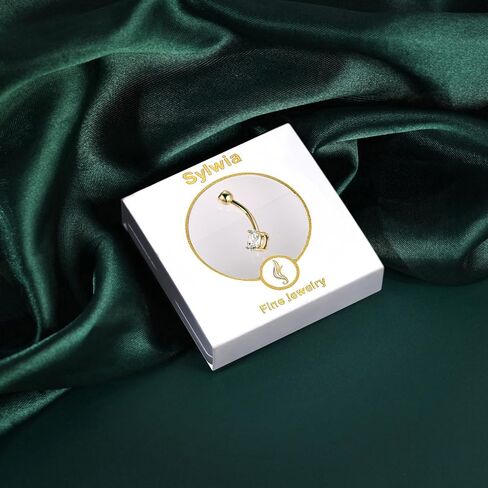 Sylwia 14k خاتم زر الذهب الحقيقي ، 14G خيط جوهر ثقب بطن ، الماس تشيكوسةنيا في تشيكزينا الصلب حلقات بطن البطن الصلب السرة مثقبة للمجوهرات للنساء in Saudi Arabia