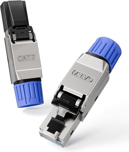 VCELINK Cat8 Toolless RJ45 connector, Gold Plated Tool Free Cat 8 Connector, Shielded Ethernet Plug for Cat8/Cat7 Ethernet cable, 22AWG to 24AWG, 40Gbps, 2 Pack in Saudi Arabia