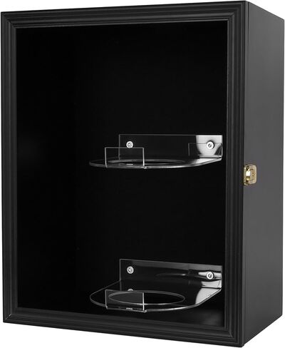 DisplayGifts كرة القدم حافظة عرض حافظة حائطية كاملة الحجم صندوق كرة قدم خشبي تذكارات مع 98% حامل باب أكريليك للأشعة فوق البنفسجية (حامل كرة قدم واحد) in Kuwait