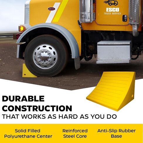 ESCO Pro Series Wheel Chock for Haul Trucks, Construction Equipment, Large Cranes and Trailers, Safety Yellow in Kuwait