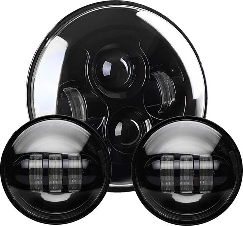 مصابيح Eagle Lights 7 بوصة Harley LED مع مصابيح بقعة متطابقة في كروم ، تي شيرت خاتم محول مجاني - 2013 و Harley Touring الأقدم (Glide Street ، Ultra Classic والمزيد) (Chrome) (Chrome) in Kuwait