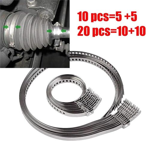 CV Boot Clamp, Stainless Steel Universal Adjustable Stainless Steel Drive Shaft CV Boot Clamp (10pcs Small+10pcs Large) in Saudi Arabia