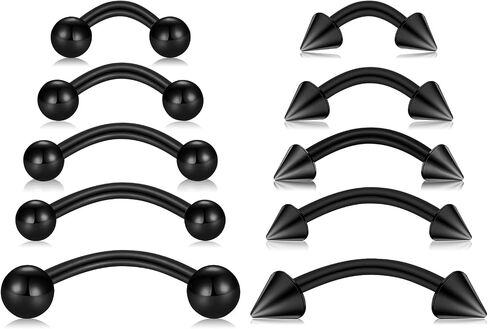 10PCS Eyebrow Piercing Jewelry – 16G Surgical Steel Curved Barbell Eyebrow Rings, Vertical Labret Lip Rings, Rook Helix Conch Daith Piercings for Women & Men (6mm/8mm/10mm/12mm) in Saudi Arabia