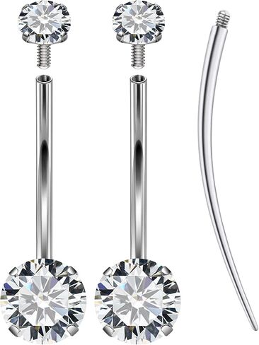 Belly Button Rings Surgical Stee, Extra-long & Short Simple Internally Threaded Belly Rings, 14G Belly Piercing Jewelry,Navel Piercing Jewelry For Women Men 6mm 8mm 10mm 12mm 14mm 16mm in Saudi Arabia