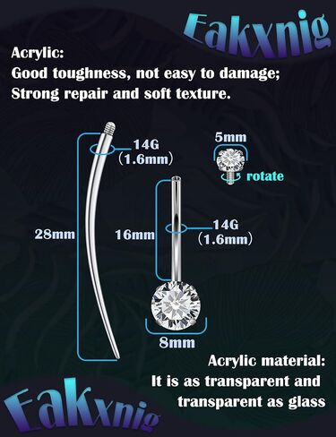 Belly Button Rings Surgical Stee, Extra-long & Short Simple Internally Threaded Belly Rings, 14G Belly Piercing Jewelry,Navel Piercing Jewelry For Women Men 6mm 8mm 10mm 12mm 14mm 16mm in Saudi Arabia