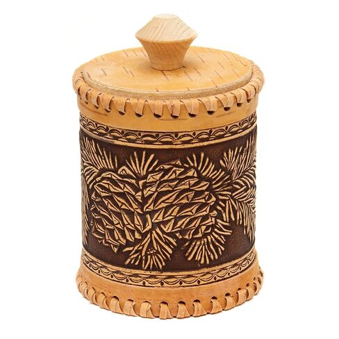 جرة تخزين المطبخ بيرش بارك - حاوية خشبية زخرفية - صندوق الحلية على طراز المزرعة - د 3.1 "(8 سم) ، ح 4" (10.2 سم) in Kuwait