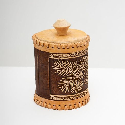 جرة تخزين المطبخ بيرش بارك - حاوية خشبية زخرفية - صندوق الحلية على طراز المزرعة - د 3.1 "(8 سم) ، ح 4" (10.2 سم) in Kuwait