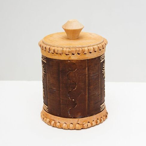 جرة تخزين المطبخ بيرش بارك - حاوية خشبية زخرفية - صندوق الحلية على طراز المزرعة - د 3.1 "(8 سم) ، ح 4" (10.2 سم) in Kuwait
