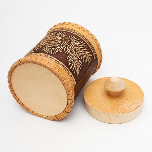 جرة تخزين المطبخ بيرش بارك - حاوية خشبية زخرفية - صندوق الحلية على طراز المزرعة - د 3.1 "(8 سم) ، ح 4" (10.2 سم) in Kuwait