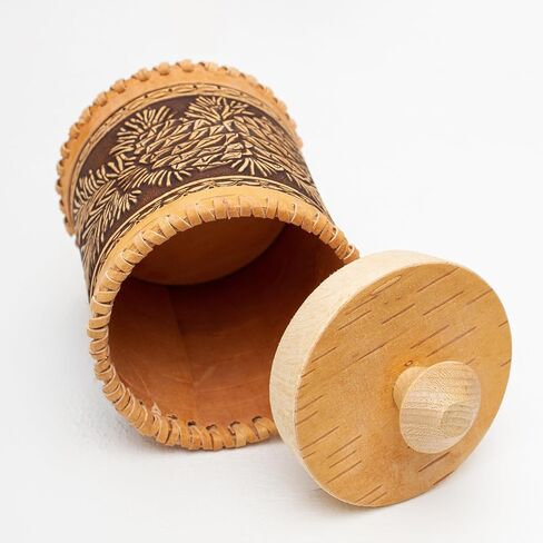 جرة تخزين المطبخ بيرش بارك - حاوية خشبية زخرفية - صندوق الحلية على طراز المزرعة - د 3.1 "(8 سم) ، ح 4" (10.2 سم) in Kuwait