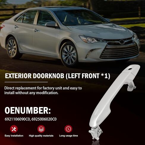Exterior Door Handle fits Camry 2012-2017 Gray Front Left Driver Side Replaces 6921106090C0, 6925006020C0 Without Push Button Start & Sensor, Without Smart Entry System in Saudi Arabia