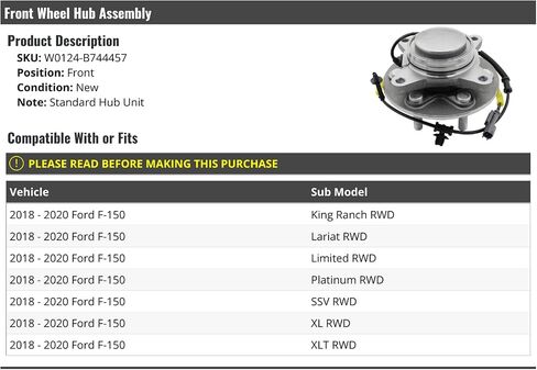 Front Wheel Bearing Hub Assembly - Compatible with 2018-2020 Ford F-150 (2WD Only) in Saudi Arabia