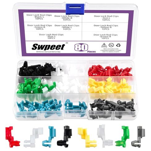 SWPEET 80pcs مقاطع قفل باب القضبان قضبان القضبان ، مقبض الباب الأيسر واليمين قضيب نهاية المقطع المقطع ، مقطع قضيب مقبض الباب الخلفي ، قفل المزلاج مقطع مدبب متوافق مع معظم السيارات in Saudi Arabia