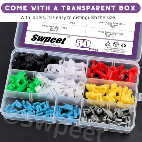SWPEET 80pcs مقاطع قفل باب القضبان قضبان القضبان ، مقبض الباب الأيسر واليمين قضيب نهاية المقطع المقطع ، مقطع قضيب مقبض الباب الخلفي ، قفل المزلاج مقطع مدبب متوافق مع معظم السيارات in Saudi Arabia