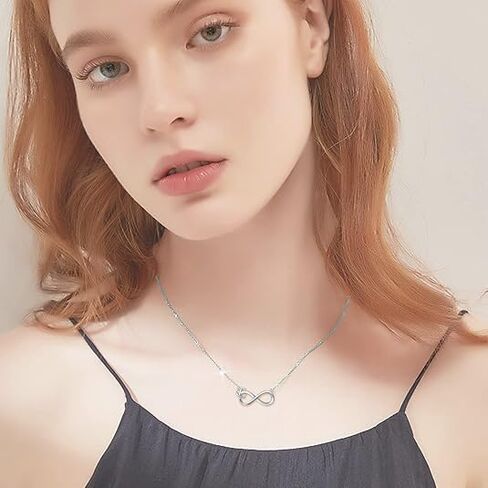14K Gold Infinity Necklace for Women, 14kt Real Gold Heart Infinite Pendant Necklace Anniversary Jewelry Birthday Christmas Gifts for Mom Her Wife in Kuwait