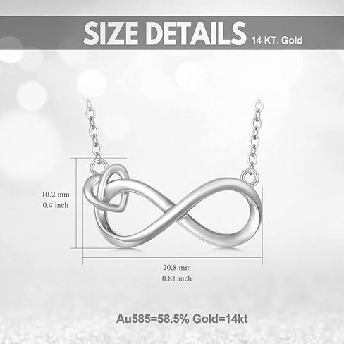 14K Gold Infinity Necklace for Women, 14kt Real Gold Heart Infinite Pendant Necklace Anniversary Jewelry Birthday Christmas Gifts for Mom Her Wife in Kuwait