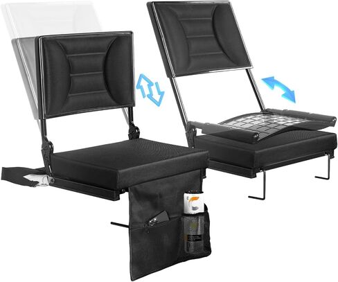 Extra Wide Stadium Seat with Back Support | Adjustable High Back & Thick Padded | Bleacher Chairs with back and Cushion, Includes Cup Holder, Shoulder Strap, Perfect for Concerts, Sports Events etc in Saudi Arabia