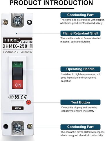 DIHOOL 100 Amp Battery DC Disconnect Switch, DC Breaker for Main Power Station, UPS,Solar in Saudi Arabia
