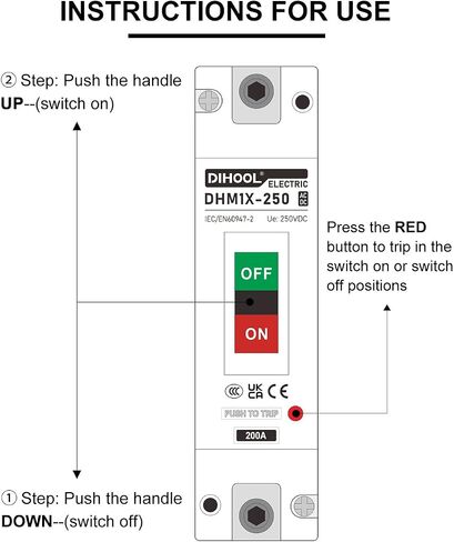 DIHOOL 100 Amp Battery DC Disconnect Switch, DC Breaker for Main Power Station, UPS,Solar in Saudi Arabia