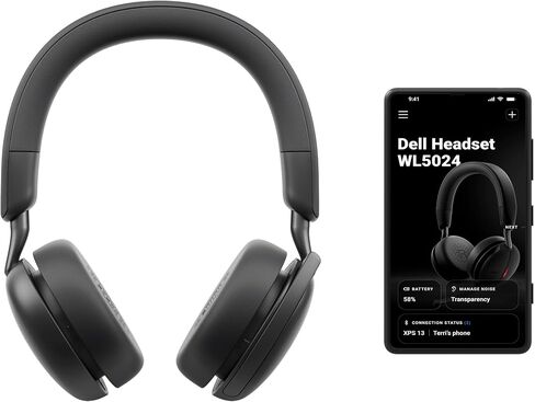 Dell WL3024 Wireless Headset - Leatherette Headband, Built-in AI-Based Noise Cancellation Microphone, Boom mic - Black in Saudi Arabia