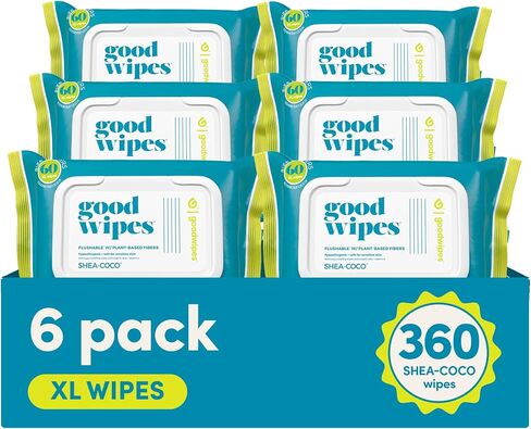 Goodwipes Flushable & Plant-Based Wipes with Botanicals | Dispenser for At-Home Use | Rosewater with Aloe Septic and Sewer Safe | 60 count - Biggest Adult Wipes in Kuwait