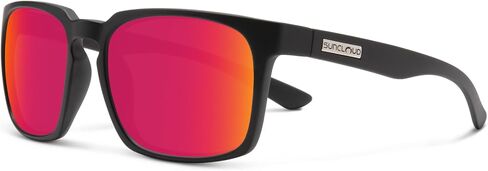 Suncloud Hundo Polarized Sunglasses – 100% UV Protection – Comfortable Fit, Trendy Design – for Men & Women – Black + Polarized Blue Mirror Lenses in Saudi Arabia
