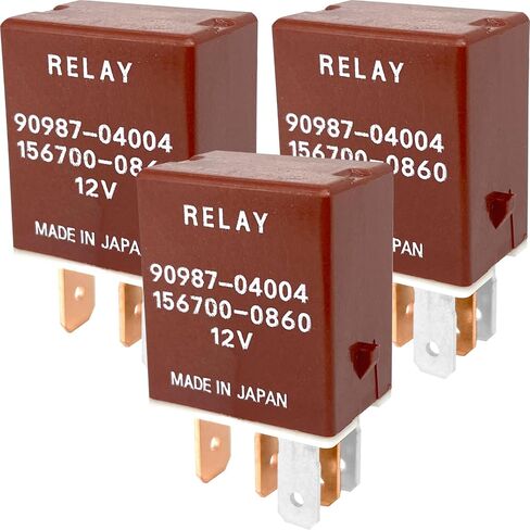 3-Pack 90987-04004 & 156700-0860 Relay - 40A 12VDC 5-Pin SPDT Automotive Relay - Compatible with Select Toyota Camry, RAV4, Corolla Vehicles - Fixes Fuel Pump, Cooling Fan & P0660/P0113 Errors in Saudi Arabia