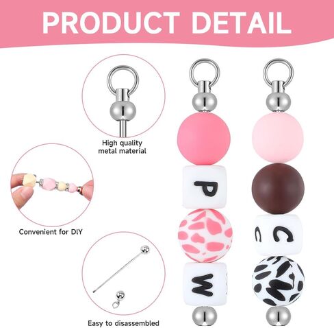 30pcs قضبان مفاتيح قابلة للخرز الفراغات ، مجموعة مفاتيح Metal DIY ، سلاسل مفاتيح الخرز للخرز لمجوهرات صنع سلاسل مفاتيح الديكور DIY صنع اللوازم in Saudi Arabia
