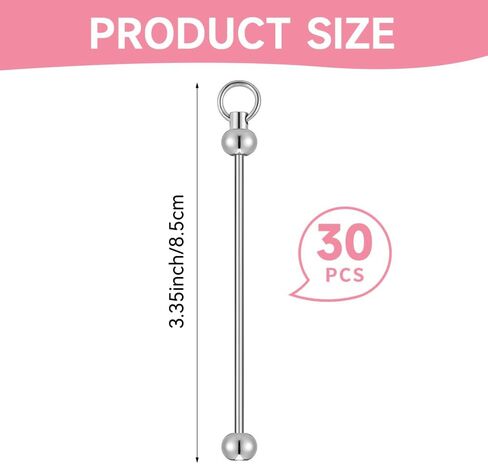 30pcs قضبان مفاتيح قابلة للخرز الفراغات ، مجموعة مفاتيح Metal DIY ، سلاسل مفاتيح الخرز للخرز لمجوهرات صنع سلاسل مفاتيح الديكور DIY صنع اللوازم in Saudi Arabia