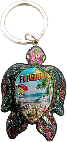 Westmon Works Florida Sea Turtle Keychain Contlulful Colorful Metal Key Ring مع صور المحيط الخلابة in Saudi Arabia