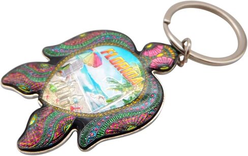 Westmon Works Florida Sea Turtle Keychain Contlulful Colorful Metal Key Ring مع صور المحيط الخلابة in Saudi Arabia