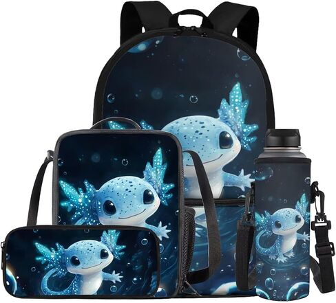 حقيبة ظهر Gomomeblomy Gomomeblomy Axolotl للفتيات 6-8 8-10 حقيبة ظهر Kawaii Girls مع صندوق الغداء سعة كبيرة 4 PCS School Bookbag مجموعة للأطفال الابتدائية روضة الأطفال. in Kuwait