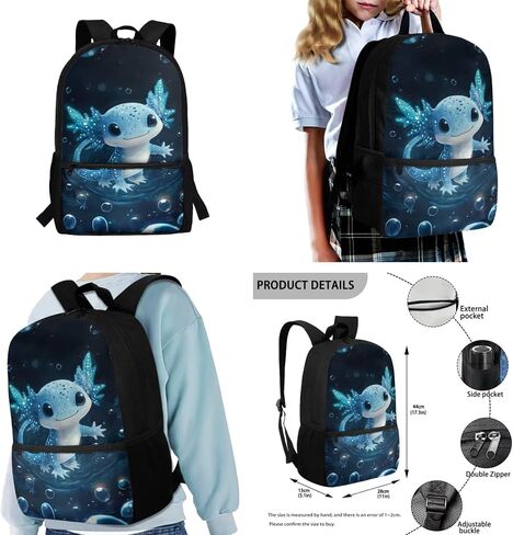 حقيبة ظهر Gomomeblomy Gomomeblomy Axolotl للفتيات 6-8 8-10 حقيبة ظهر Kawaii Girls مع صندوق الغداء سعة كبيرة 4 PCS School Bookbag مجموعة للأطفال الابتدائية روضة الأطفال. in Kuwait