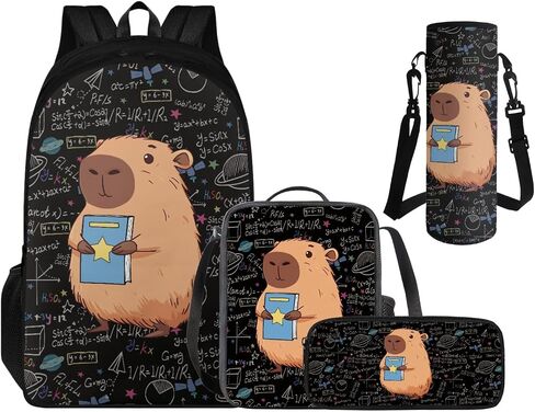 حقائب الظهر Capybara للأولاد مع علبة قلم رصاص لصندوق الغداء وحامل زجاجة ماء 4 أجهزة كمبيوتر ، مجموعات إكسسوارات حقائب الظهر من الدرجة الثالثة للأولاد للعودة إلى المدرسة متعددة الوظائف الاستخدام in Kuwait